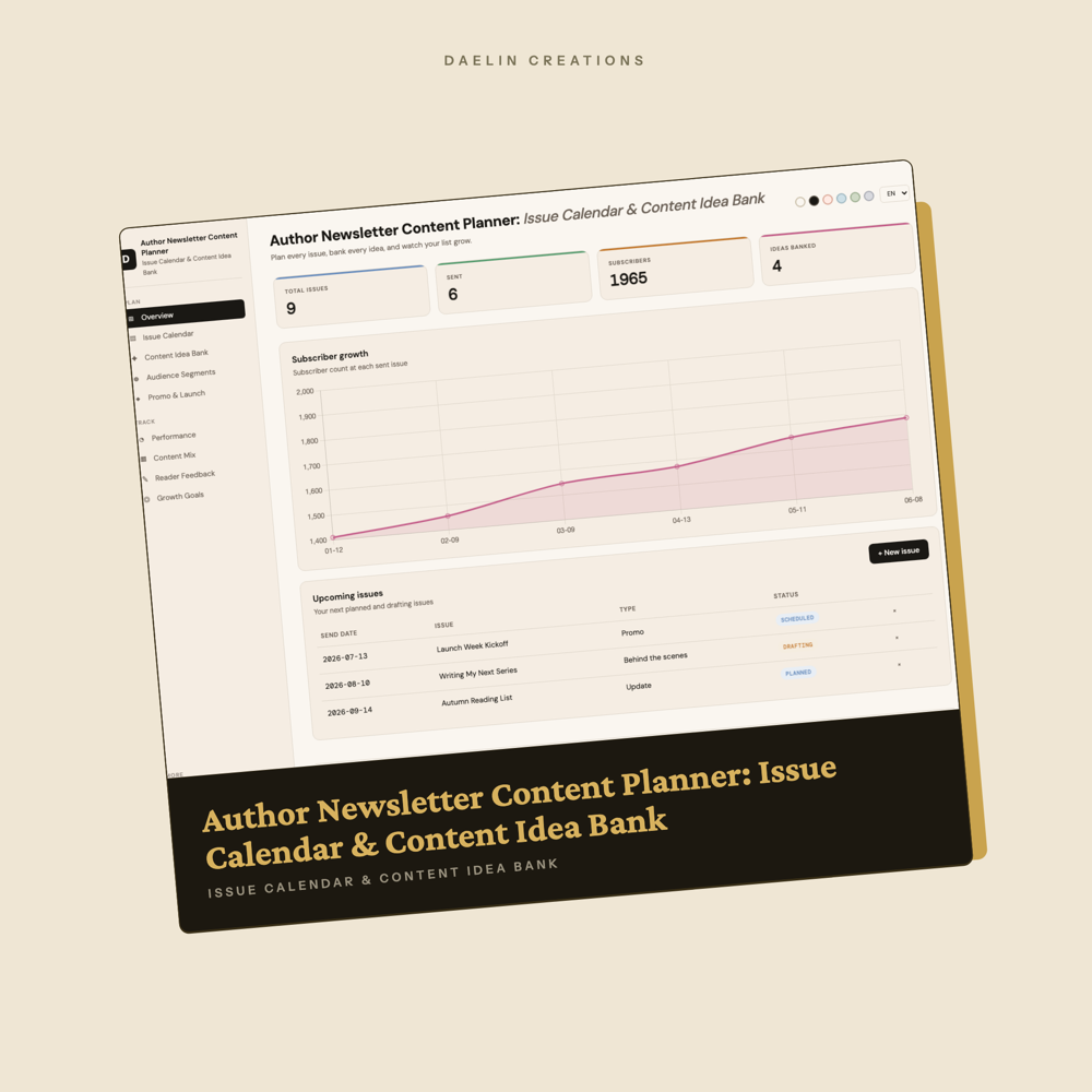 Author Newsletter Content Planner: Issue Calendar & Content Idea Bank — image 2