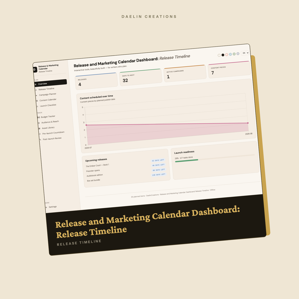 Release and Marketing Calendar Dashboard: Release Timeline, Launch Planner & Budget Tracker — image 2