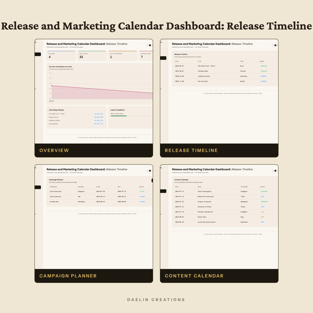 Release and Marketing Calendar Dashboard: Release Timeline, Launch Planner & Budget Tracker — image 3