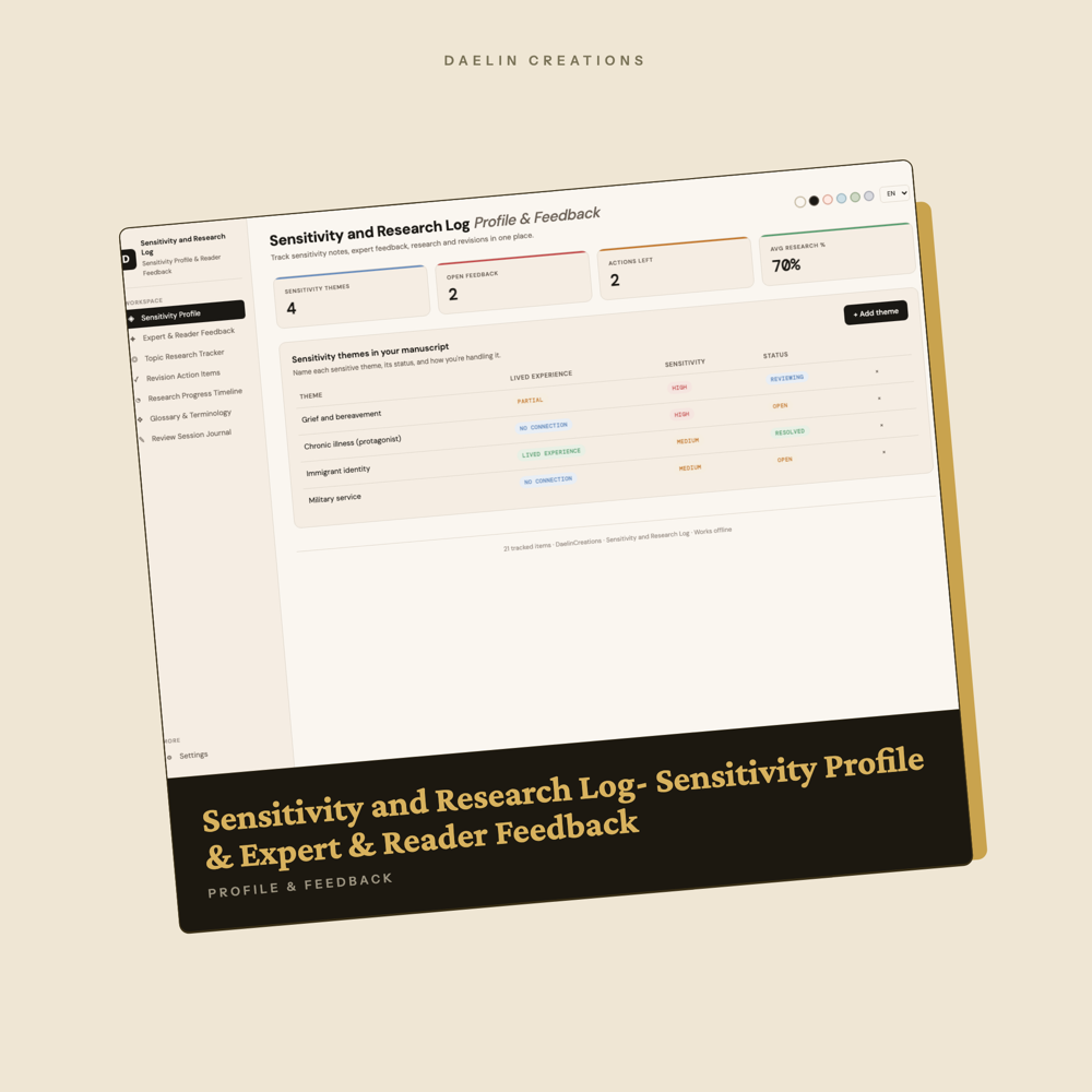 Sensitivity and Research Log: Sensitivity Profile & Expert & Reader Feedback — image 2