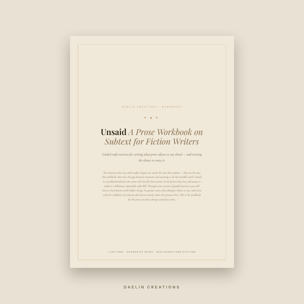 Unsaid — Subtext Workbook for Fiction Writers